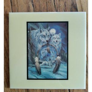 JODY BERGSMA A.R.T. Decorative Ceramic  Tile "Dream" Wolves 8"    Albuquerque NM